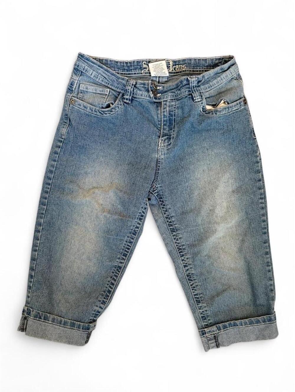 Sweet Jeans Blue Denim Capri Pants Size 10 with Decorative Back Pockets